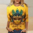 thumbnail image 2 of QATAINLAV 50% Percent Off Deals Today Mardi Gras Shirts for Women 3/4 Sleeve Mask Graphic Blouse Carnival Themed Tees Party 3D Print Tops Funny Gifts Parade Tshirt Multicolor L, 2 of 6