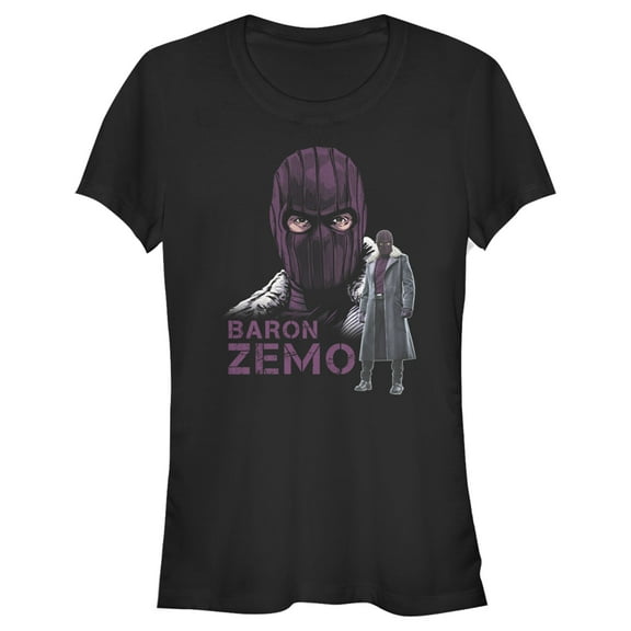 Junior's Marvel The Falcon and the Winter Soldier Mask of Baron Zemo Graphic Tee Black Large