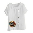 thumbnail image 4 of ZQUUVOU Women's T-Shirts Casual Printed Short Sleeve Button Blouse(White,3XL), 4 of 4