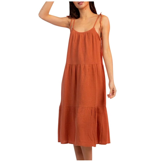 Birdeem Womens Spring and Summer Open Back Ruffle Solid Casual Dress Short Skirt
