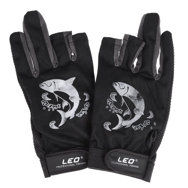 Manoplas deportivas 1 par 3 sin dedos Guantes de pesca Guantes de pesca Quick transpirable de secado LEO Manoplas deportivas