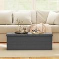 thumbnail image 4 of Topbuy Drak Grey Storage Ottoman Fabric Folding Storage Chest W/ Divider Bed End Bench, 4 of 9