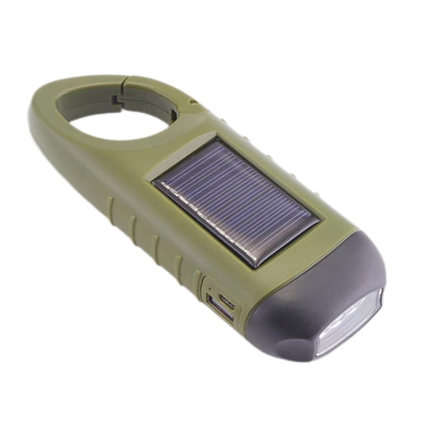 Escalada Antorcha solar LED Linterna manual Banco de energía de emergencia (1 pieza verde oliva)
