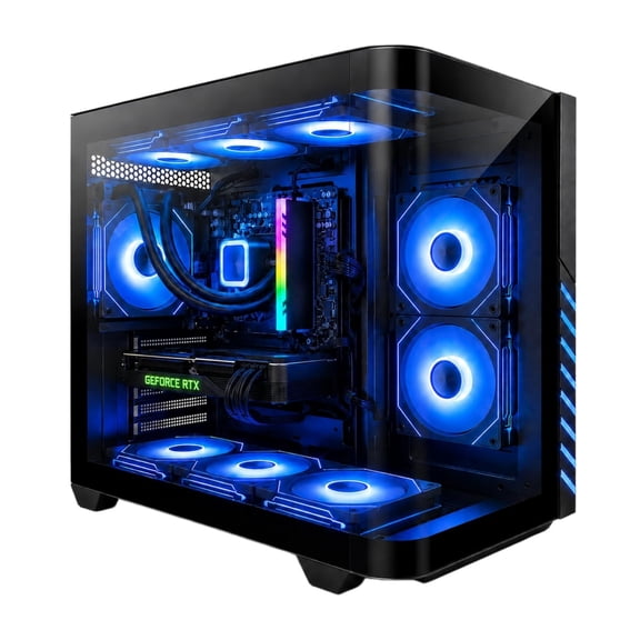 Gaming PC Desktop Liquid Cooled,Ryzen 7 8700F up to 5.0GHz, GeForce RTX 4060 Ti, 16GB DDR5, 1TB NVME, WiFi 6 & BT 5.4, 9× ARGB Fans, Windows 11, Mechanical Keyboard & Mouse