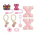 thumbnail image 2 of TidBay 9Pcs Portable Straw Stopper Set Letter Butterfly Design Cup Accessories for 30oz 40oz Cups Reusable Cartoon Silicone Straw Lids Chain Charm, 2 of 8