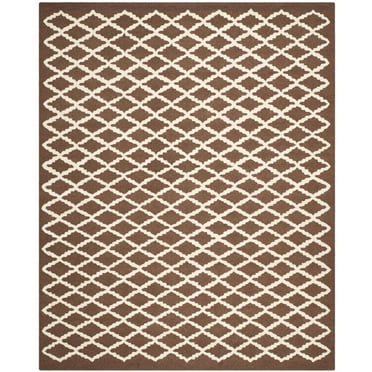 SAFAVIEH Cambridge Karen Geometric Wool Area Rug, Dark Brown/Ivory, 6' x 9'