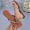 thumbnail image 1 of Fankiway Women's Rhinestone Flip Flops Flat Non-Slip Comfortable Beach Sandals Sparkly Summer Silver 9, 1 of 9