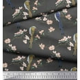 thumbnail image 2 of Soimoi Gray polyester Crepe Fabric Floral & Paradise Whydah Bird Print Sewing Fabric Yard 42 Inch Wide, 2 of 3