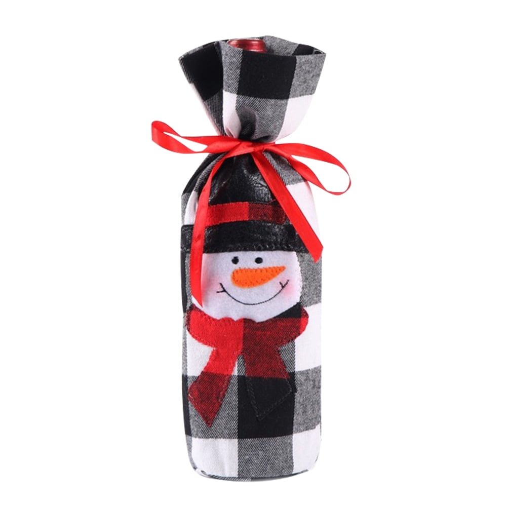Festival Wine Bottle Cover Bags Cartoon Pattern Home Party Santa Christmas Gift 
