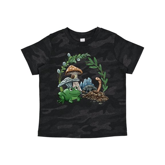 Inktastic Frog, Worm, Mushrooms Nature Scene Boys or Girls Toddler T-Shirt
