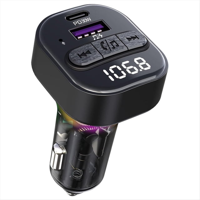 Transmisor FM Bluetooth 5.3 para Automóvil con Cargador de Automóvil PD Tipo C, Compatible con Reproductor de MP3, Llamadas Manos , Retroiluminación LED