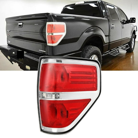 Nilight Taillight Assembly Compatible with 2009 2010 2011 2012 2013 2014 Ford F-150 F150 Pickup Truck Taillight Rear Lamp Replacement OE Style Red Housing Passenger side Chrome Trim