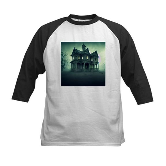 CafePress - Haunted House Kids Baseball T Shirt - Kids Cotton Baseball Jersey, 3/4 Sleeve Shirt