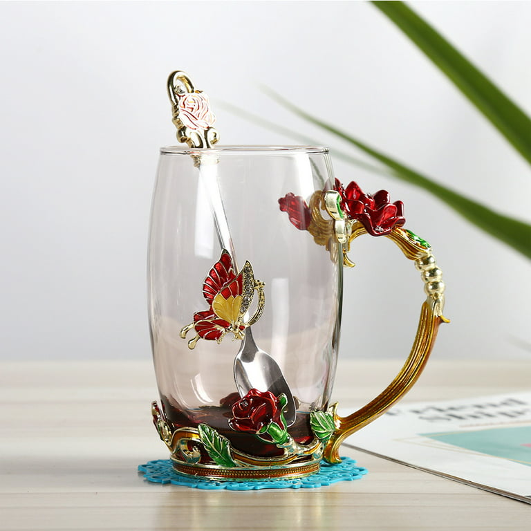 Floral Glass Mug | HOMELIVY
