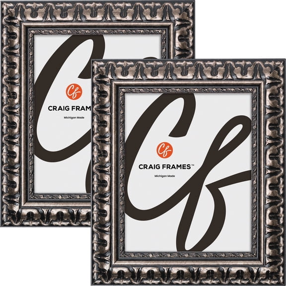 Craig Frames Bravado, 13x14 Picture Frame, Antique Silver, Set of 2
