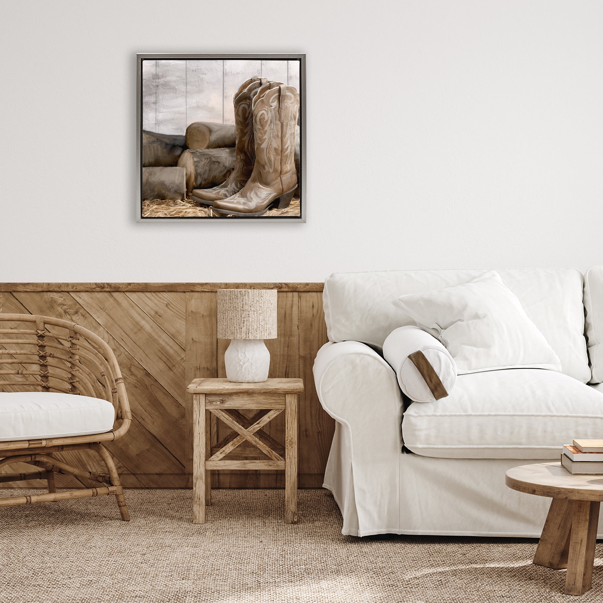 Stupell Industries Kick Off Your Boots Gray Framed Floater Canvas Wall Art, design by Kim Allen