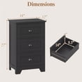 thumbnail image 3 of Gymax 2 PCS 3 Drawers Nightstands End Table Storage Wood Side Bedside Black, 3 of 10
