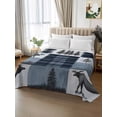 thumbnail image 2 of Navy Blue Plaid King Size Flat Sheet, Wrinkleproof & Fadeproof Cooling Flat Bed Sheet Only, Farmhouse Animals Tree Vintage Breathable Soft Bedding Top Sheets 105 x 98 Inches, 2 of 8