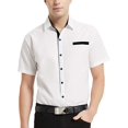 thumbnail image 2 of Mens Short Sleeve Dress Shirts Slim-Fit Inner Contrast Casual Button Down Shirts, 2 of 6