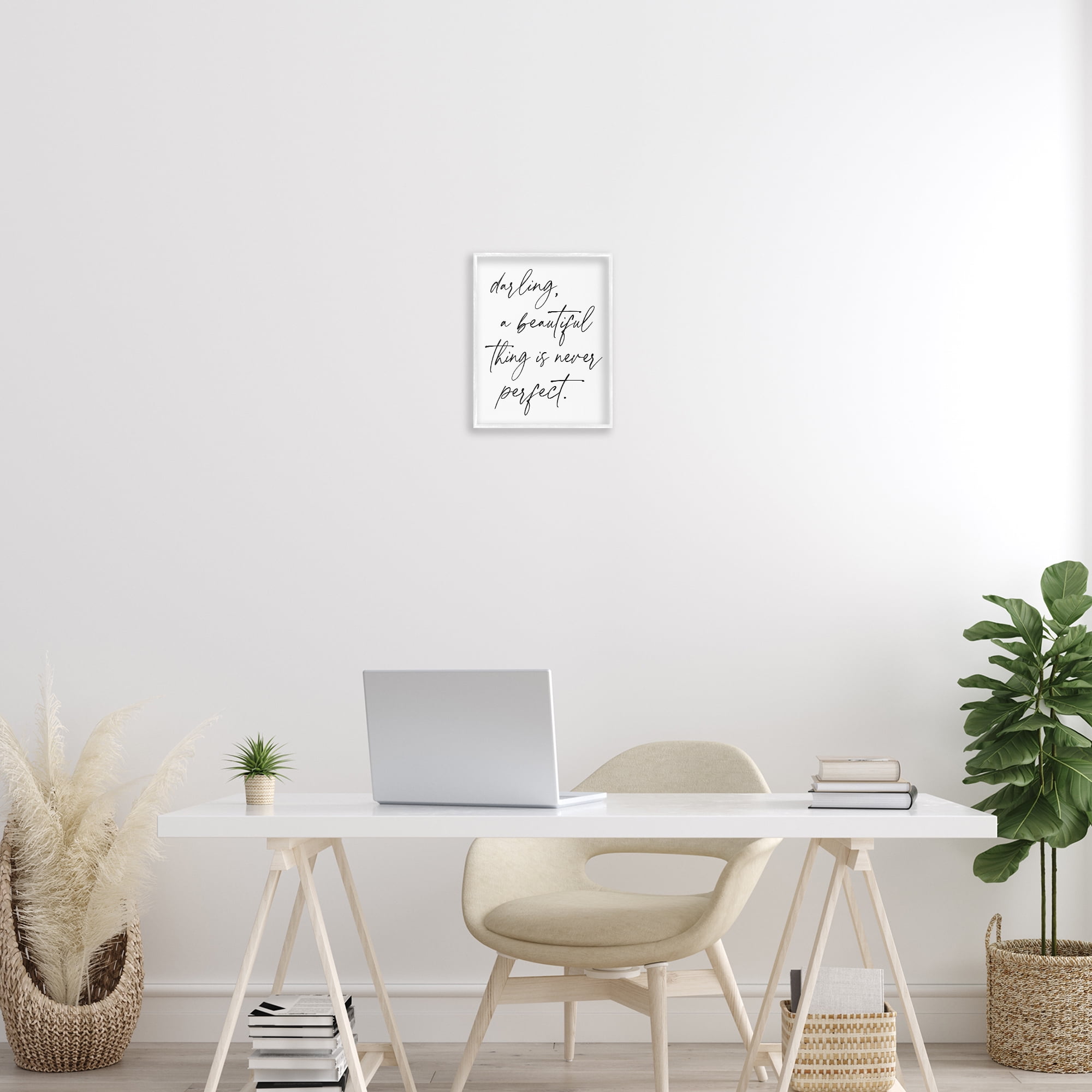 A Beautiful Thing Is Never Perfect White Framed Giclee Art, design by Lettered and Lined