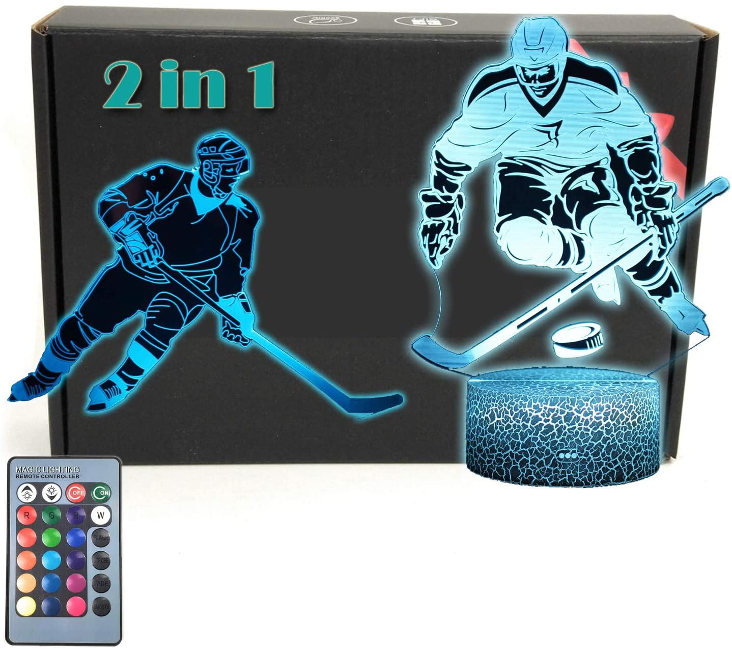 Ice Hockey Night Light,Bedside Lamp 16 Colors Change& Remote Control Illision as 