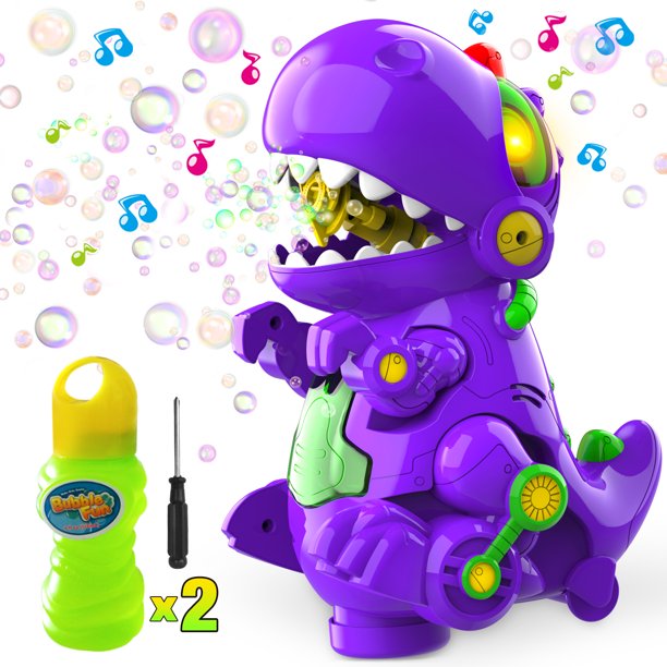 WisToyz Bubble Machine Bubble Maker, Walk & Stand Purple Dinosaur