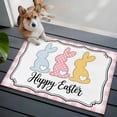 thumbnail image 3 of Entryway Rug 2'x3', Happy Easter Small Rug for Kitchen Bathroom Door Mat Indoor Entrance, Cute Lovely Colorful Rabbits Silhouette Pink Checkered Non-Slip Area Rugs Floor Mats Carpet Front Door Rugs, 3 of 8
