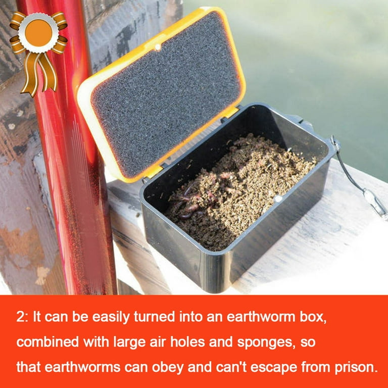 Double-Layer Fishing Live Bait Box w/ Rope Earthworm Red Worms