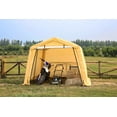 thumbnail image 3 of Weatherfast Portable Garden Storage Shed,10'x10'x8', Steel Frame Peak Roof Waterproof Yellow Cover with Heavy Duty Anchor, 3 of 5