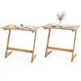 thumbnail image 1 of Costway 2 PCS Bamboo Sofa Side Table Z-Shaped Spacious Tabletop Space-Saving TV Snack Tray Natural, 1 of 10