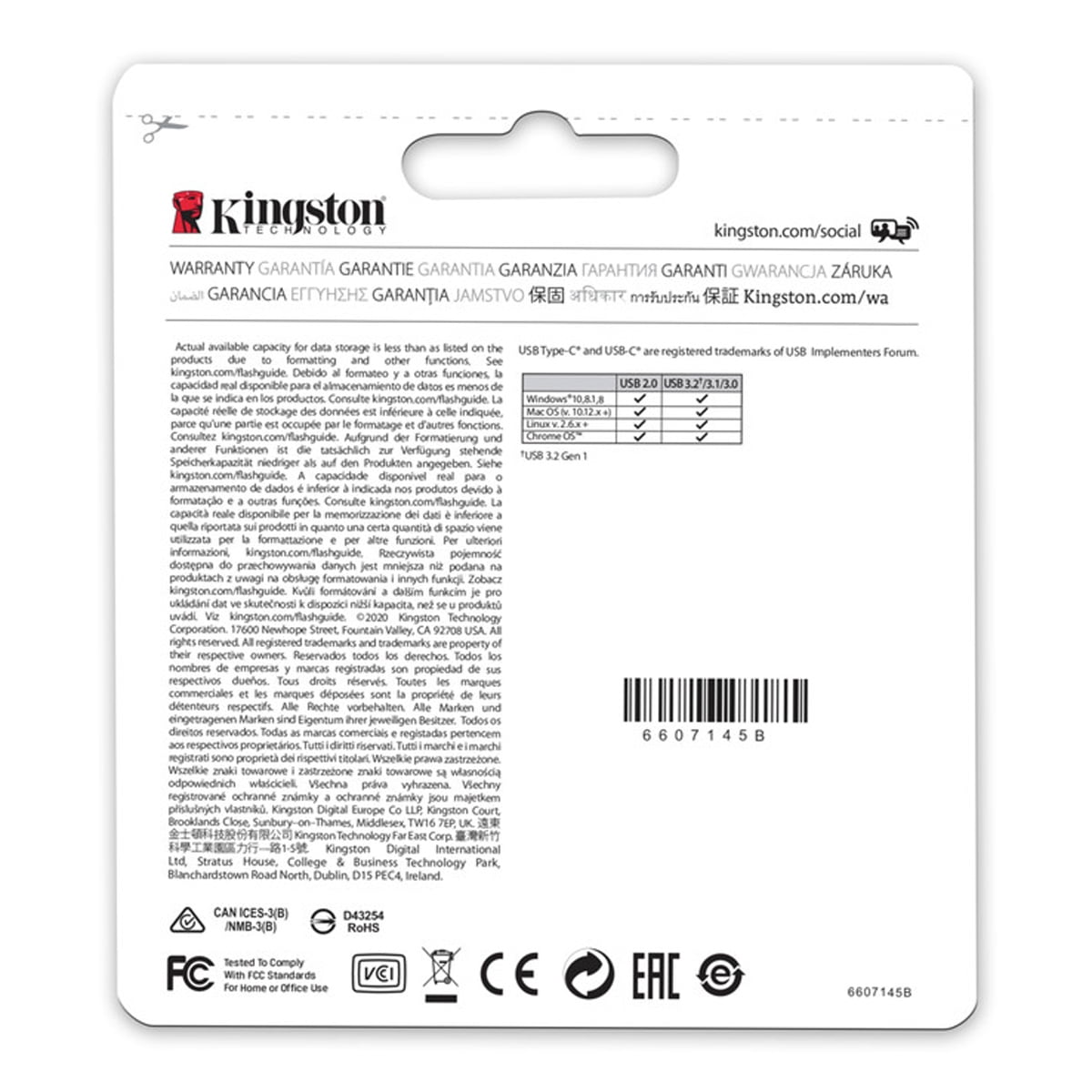 Kingston DataTraveler microDuo 3C USB Flash Drive - 256 GB - USB 3.2 (Gen 1) Type C, USB 3.2 (Gen 1) Type A - 200 MB/s Read Speed - Purple - 5 Year Warranty