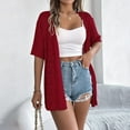 thumbnail image 2 of SwiftWear Women’s Casual Loose Solid Color Hollow-Out Short Sleeve Cardigan – Knit Tops Lightweight Summer Cardigan, 2 of 7