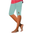 thumbnail image 3 of HAJWOH Capri Leggings for Women Cotton Knee Length Leggings Stretch Summer Lightweight Pants Casual Athletic Running Workout Yoga Pants, 3 of 6