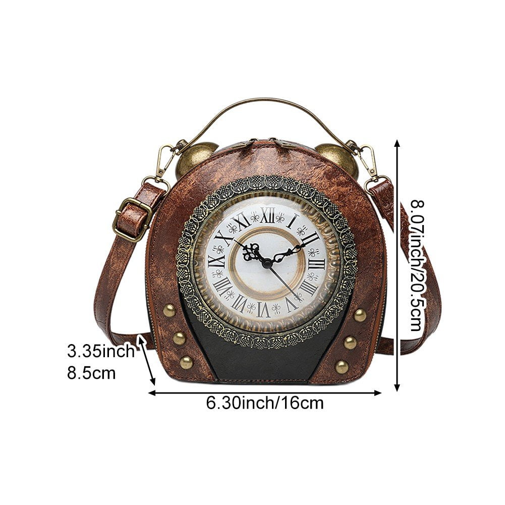 Jiibva Small Crossbody Purse and Handbags for Women Cute Shoulder Bag Unique Steampunk Metal Clock Costume