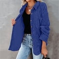 thumbnail image 4 of Patlollav Womens Corduroy Buttoned Cardigan Long Sleeve Lapel Padded Shirt Tops, 4 of 6