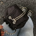 thumbnail image 3 of Women Bucket Bags Chains Rhinestone Drawstring Ladies Handbags Purse (Pink), 3 of 8