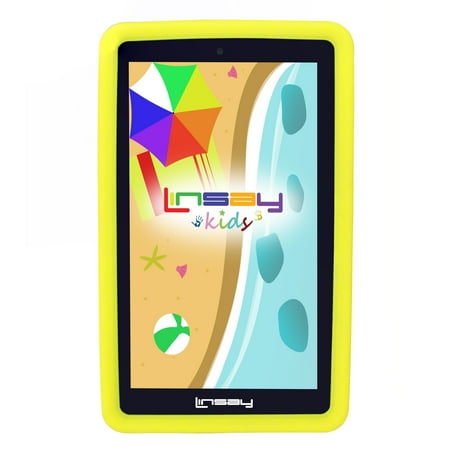 LINSAY 7" New Kids Funny Tablet PC Android 6.0 with Yellow Defender Case Dual Camera