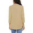 thumbnail image 4 of Aboser Ladies Tops and Blouses Dressy Casual Collared Tunic Top Flowy 3/4 Length Sleeve Shirts Solid Color V Neck T Shirt Loose Fit Work Blouse, 4 of 6