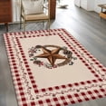 thumbnail image 3 of Vintage Country Washable Area Rug 2.7 x 5 ft Star Wreath Farmhouse Red Buffalo Plaid, Soft Non Slip Rugs Stain Repellent Indoor Felt Carpet for Living Dining Room Bedroom Home Office, 3 of 9