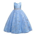 thumbnail image 1 of Vestido Umfun para niña, sin mangas, con estampado de copos de nieve, de princesa, largo, de red, para boda, desfile, azul, 5-6 años, 1 of 5