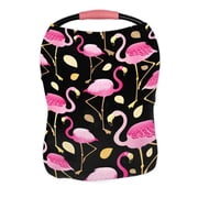 PKQWTM pink flamingos black Nursing Cover Baby Breastfeeding Infant Feeding Cover Baby Car Seat Cover