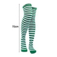 thumbnail image 5 of opolski 1 Pair Striped Stockings Green White Contrast Color High Elasticity Anti-slip Over Knee Length Soft Breathable Holiday Christmas Stage Performance Party Long Thigh Socks Green, 5 of 7
