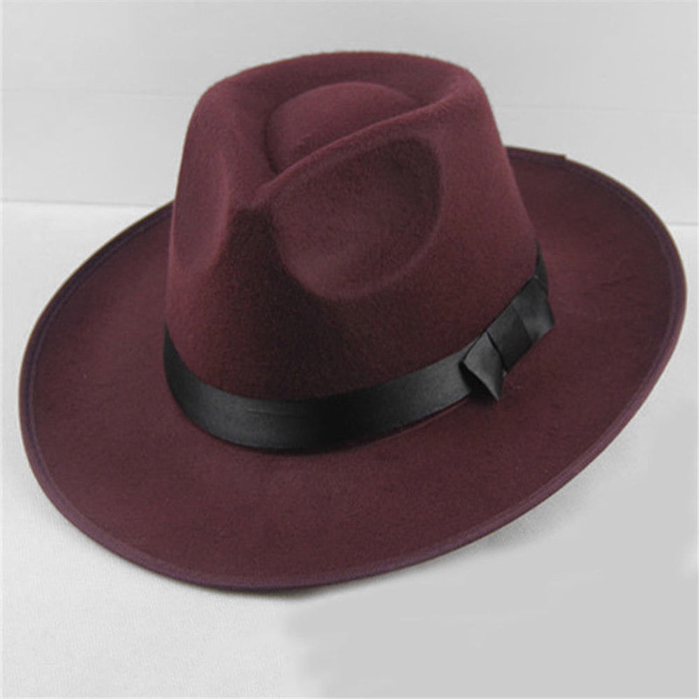 HEVIRGO Sun Visor Men Women Hard Felt Wide Brim Fedora Panama Hat Autumn Vintage Cap