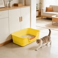 thumbnail image 6 of Semi-Enclosed Litter Box for Cats, Large Cat Litter Box with Odor Control and Anti Splash Design, High Sided Open Breathable Pet Toilet(Yellow), 6 of 6