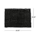 thumbnail image 4 of Laraine Black and White Streak Faux Fur Throw Blanket, 4 of 6