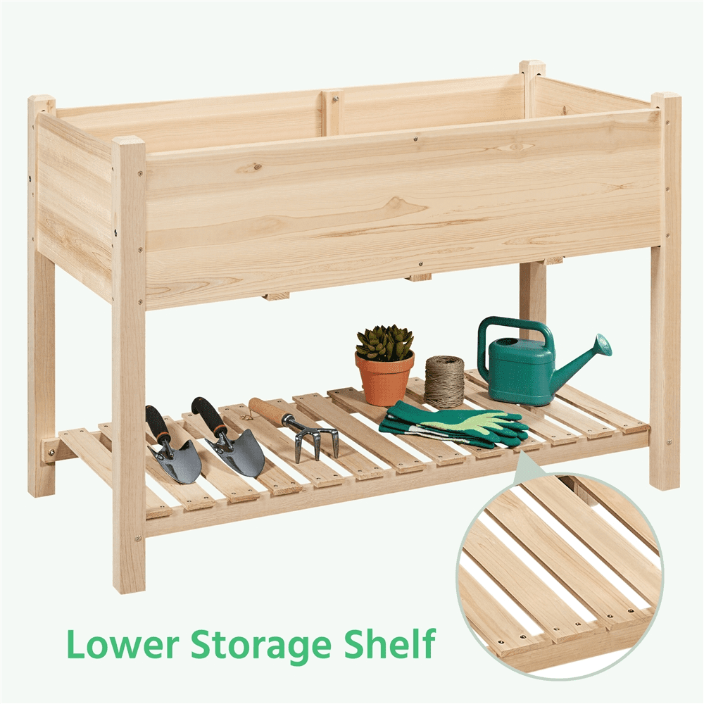 Renwick 47" x 22.5" x 31.5" 2-Tier Brown Fir, Wood and Iron Raised Garden Kit