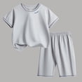thumbnail image 2 of WRKEKC Summer Outfits for Girls Short Sleeve Round Neck Solid Color Loungewear Set with Capri Pants for 2-12 Years, 2 of 4