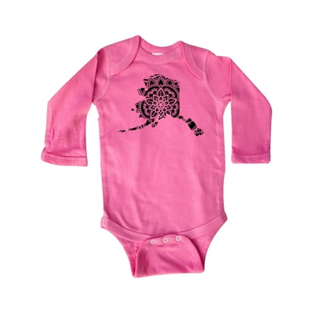 

Inktastic Alaska Silhouette Mandala Gift Baby Boy or Baby Girl Long Sleeve Bodysuit