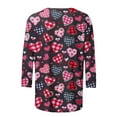 thumbnail image 5 of Penkiiy Women's Valentine Day Tees Casual Crewneck 3/4 Sleeve Loose T Shirt Ladies Heart Tops Blouses Shirts 2XL Multicolor, 5 of 5