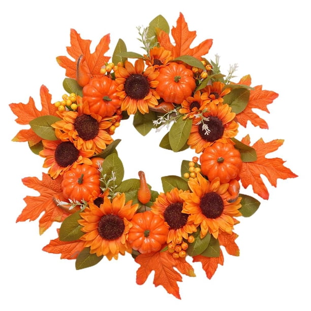 Guirnalda De Hoja De Arce De Girasol De Simulación, Guirnalda De Halloween De Acción De Gracias, Decoraciones Para El Hogar Para Puertas Delanteras, Pilares De Ventanas Vogacara HA037592-00